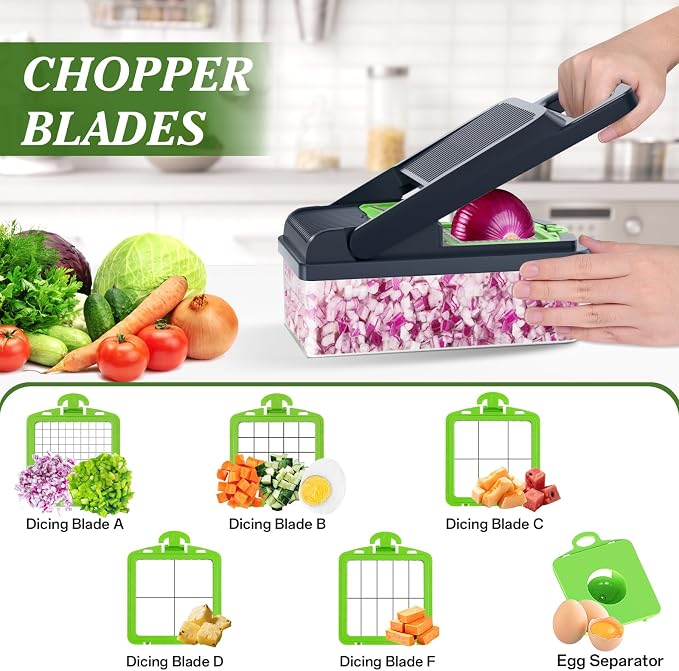 HomeHacks Vegetable Chopper Vegetable Cutter, 15 in 1 Kitchen Gadget, Onion - Image 2
