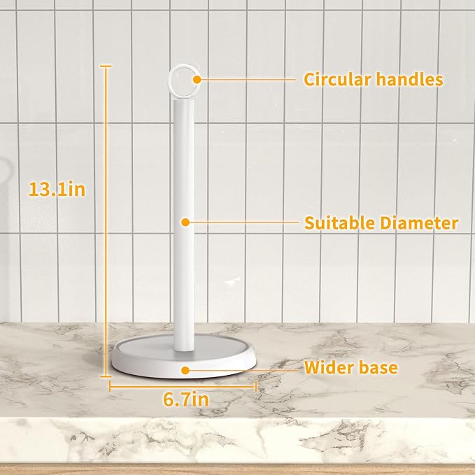 White Paper Towel Holder Countertop, Stainless Steel, Paper Towel Holder Stand - Image 7