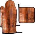 LOKMU Oven Mitts and Pot Holders Set of 3, Burnt Orange Abstract Art Heat by LOKMU