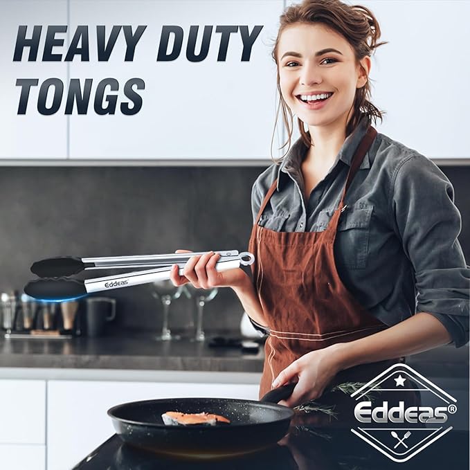 Kitchen Tongs with Silicone Tips, Heat Resistant 600 Degrees All Metal handle - Image 5