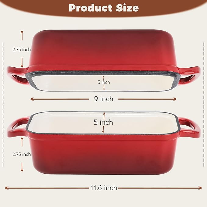 Cast Iron Bread Loaf Pan with Lid, 2 In 1 Loaf Pans - Image 2