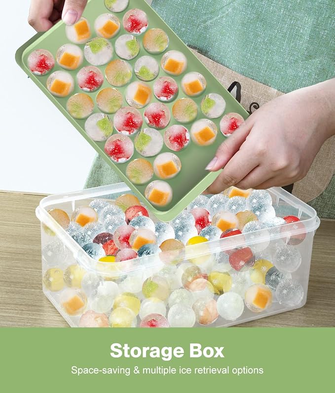 Ice Cube Tray with Lid and Bin, Ice Tray, 62 Round Ice Trays - Image 5