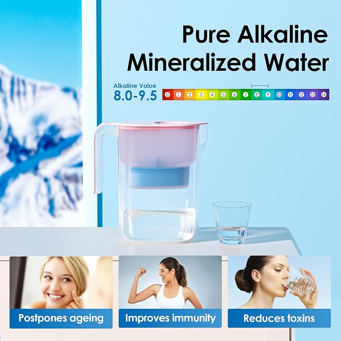 Waterdrop PT-05P-A Alkaline Water Filter Pitcher, Mineralized Alkaline Water - Image 2