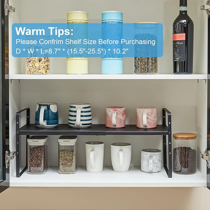 15.5 to 25.5 Inch Kitchen Cabinet Shelf Organizers, Adjustable Kitchen Counter - Image 4