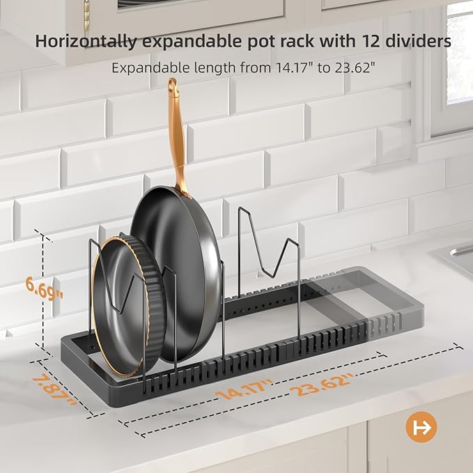 PanPanPal Pots and Pans Organizer under Cabinet, Expandable Pot Lid Organizer - Image 2