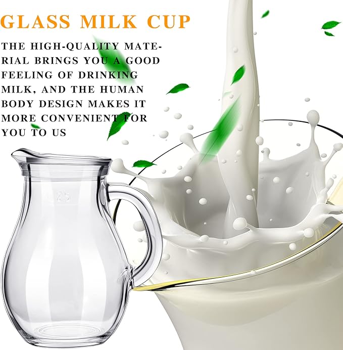 Leinuosen 2 Pcs Glass Pitcher Elegant Shaped Glass Tea Pitcher Coffee Milk - Image 4
