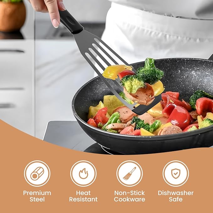 2Pack Silicone Fish Spatulas for Nonstick Cookware, Fish Turner Spatula - Image 2
