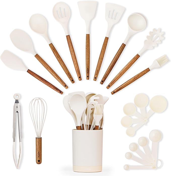 Silicone Kitchen Utensils Set & Holder: Cooking Utensils Set by Smirly
