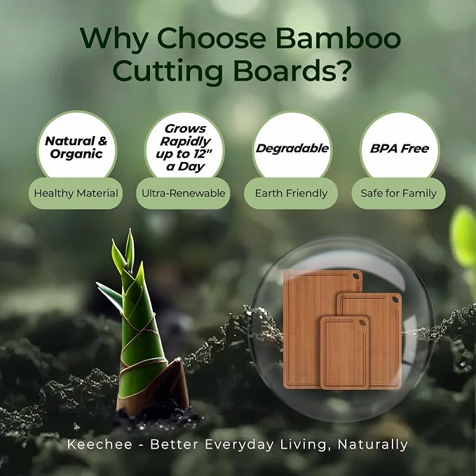 Keechee Bamboo Cutting Board, Durable Wood Cutting Boards - Image 9
