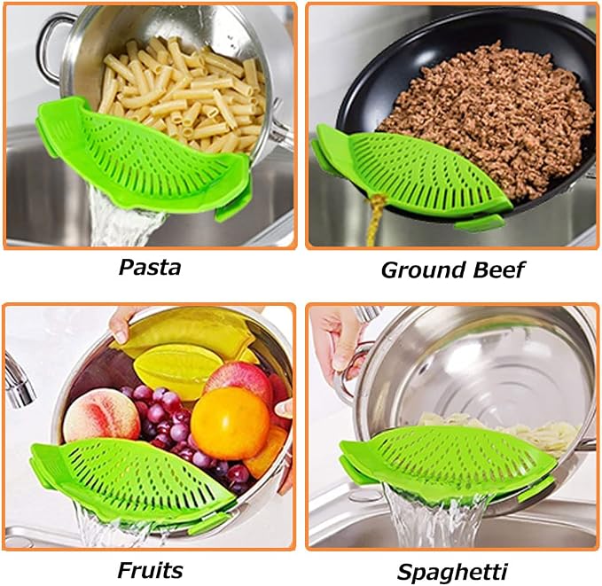 YEVIOR Clip on Strainer for Pots Pan Pasta, Silicone Food Strainer Hands-Free - Image 6