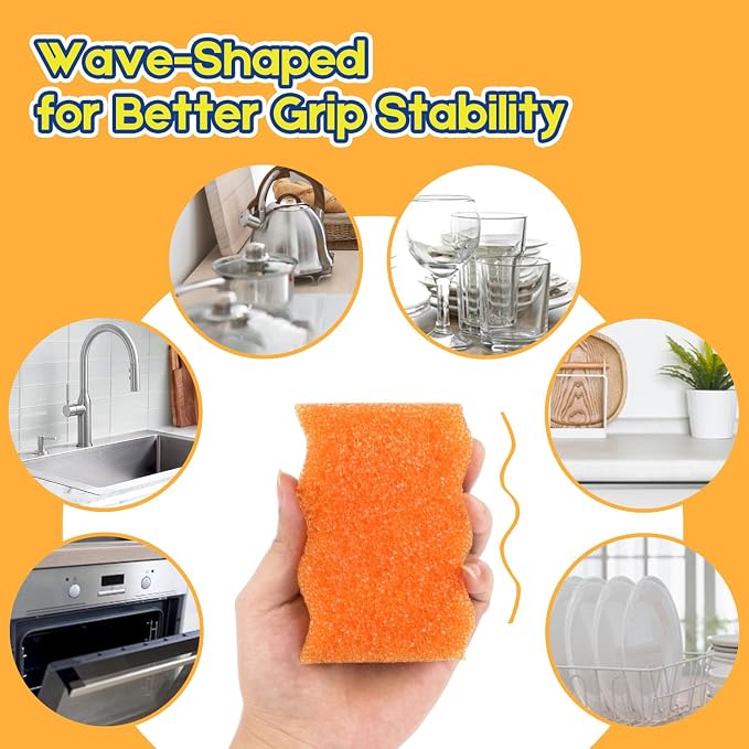 LAUNDRYLUX Scrub Sponge, 8 Pack Dual-Sided Temperature-Responsive Scrubber - Image 4