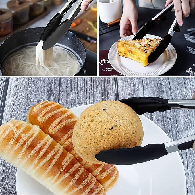 Mini Silicone Serving Tongs Set of 3, Small Kitchen Tongs - Image 5