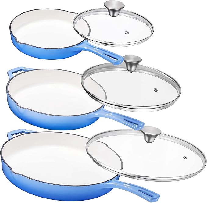 Bruntmor Enameled Cast Iron Frying Pan Set by Bruntmor
