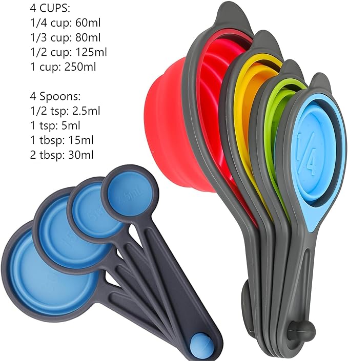 Measuring Cups and Spoons set, Collapsible Measuring Cups, 8 pieces Measuring - Image 3
