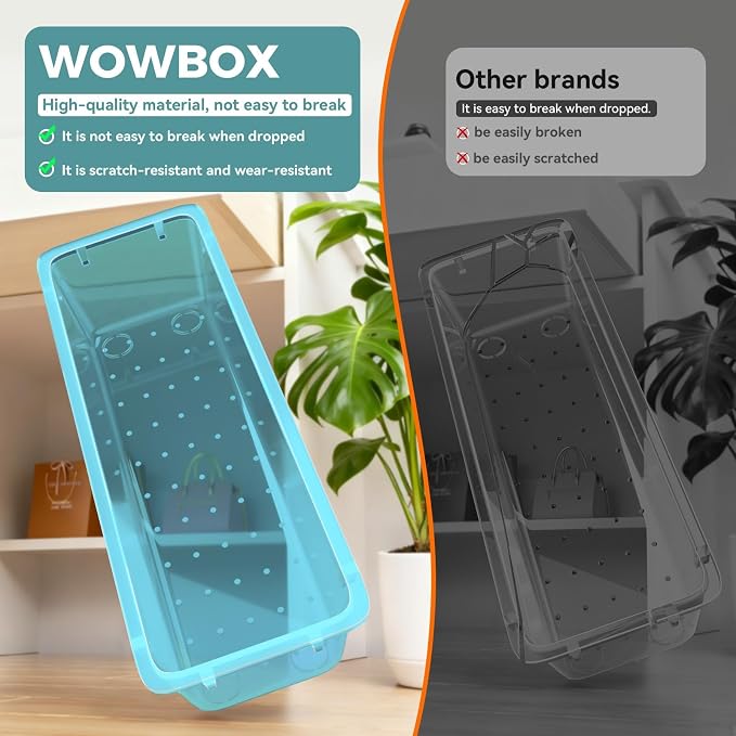 WOWBOX 44 PCS Clear Plastic Drawer Organizer Set, 6 Varied Size storage Bins - Image 6