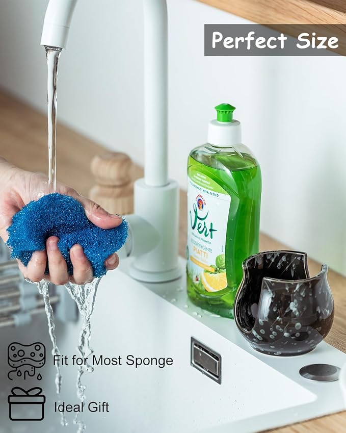 Zoeeker Kitchen Sponge Holder, Ceramic Dish Sponge Holder Kithen Sink Organizer - Image 6
