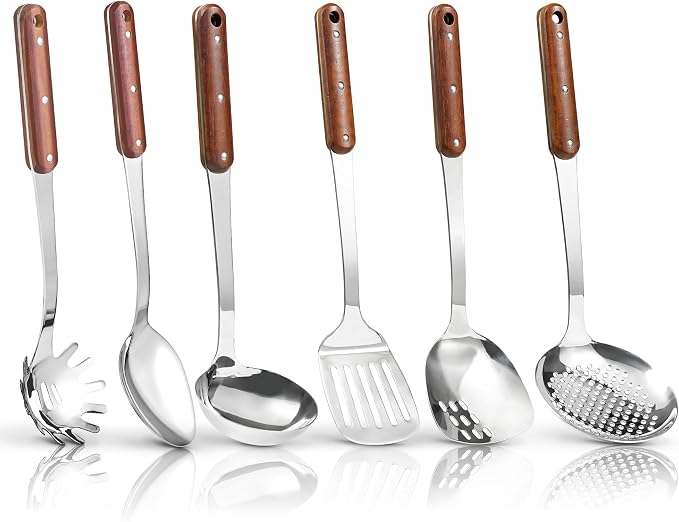 FJNATINH Stainless Steel Cooking Utensils Set, Mirror Polished 6 Pieces Kitchen - Image 7