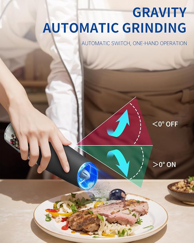 CIRCLE JOY Gravity Electric Pepper Grinder Salt Grinder Pepper Griner Mill - Image 2