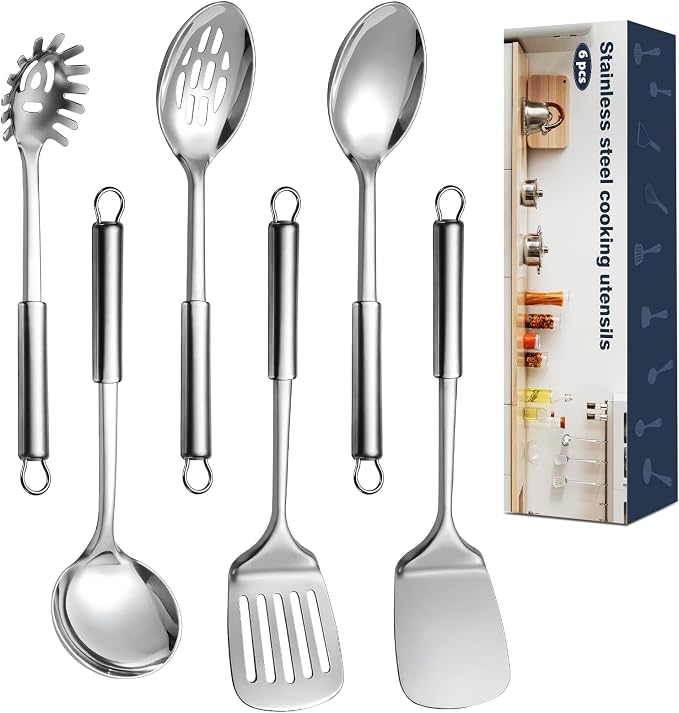 6 Pcs Cooking Utensils Set, Stainless Steel Kitchen Utensils, Heat Resistant by Unknown