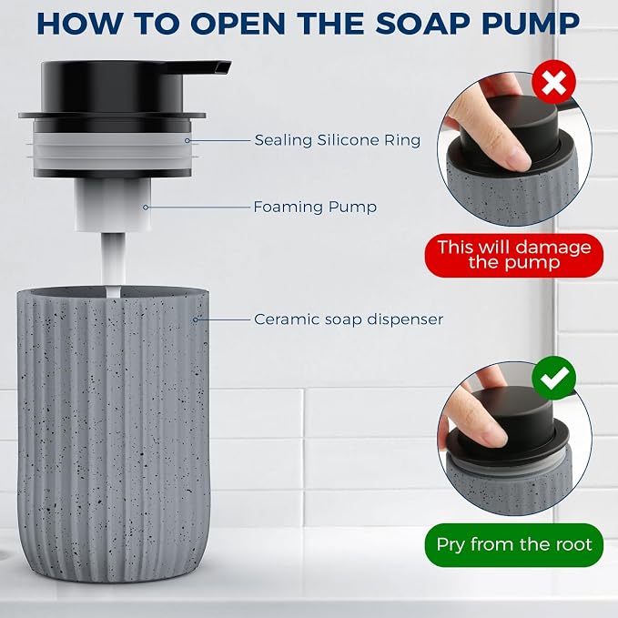 Ceramic Foaming Hand Soap Dispenser，12 oz Bathroom Soap Dispensers， Lotion - Image 4