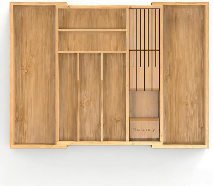 Bamboo Kitchen Drawer Organizer, Expandable Silverware Organizer - Image 2