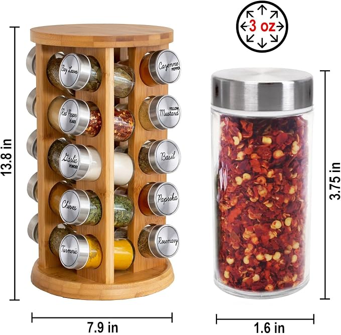 Orii 20 Jar Rotating Bamboo Spice Rack - Image 3