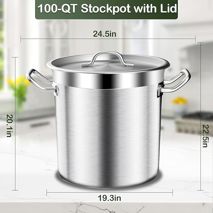 Stainless Steel Stock Pot, 100 QT Large Stock Pot - Image 7