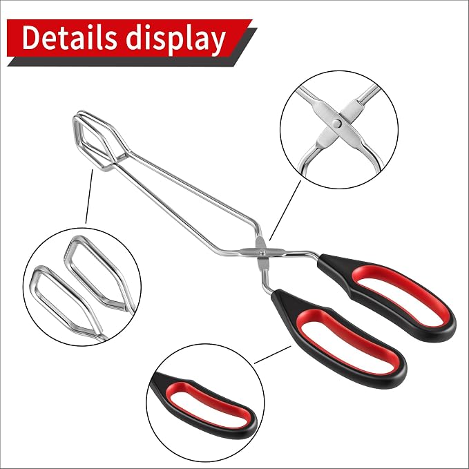 2-Pcs Stainless Steel Scissor Tongs, 9.25-Inch and 11-Inch set Kitchen cooking - Image 3