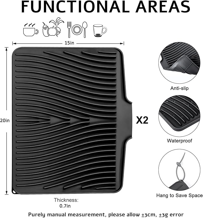 TIKNIK Silicone Dish Drying Mat, Stone Drying Mat - Image 2