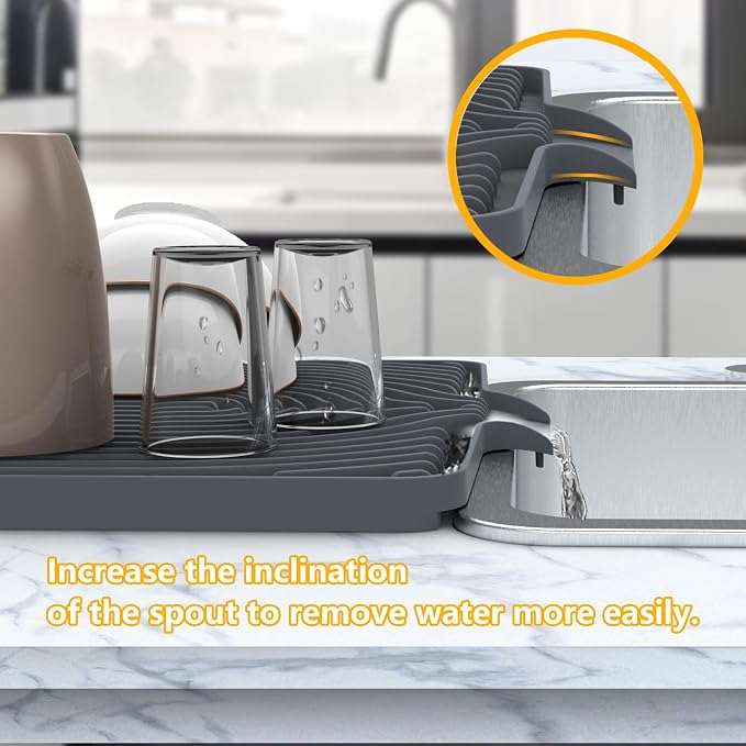 Silicone Dish Drying Mat for Kitchen Counter, Dish Drying Rack Matt - Image 3