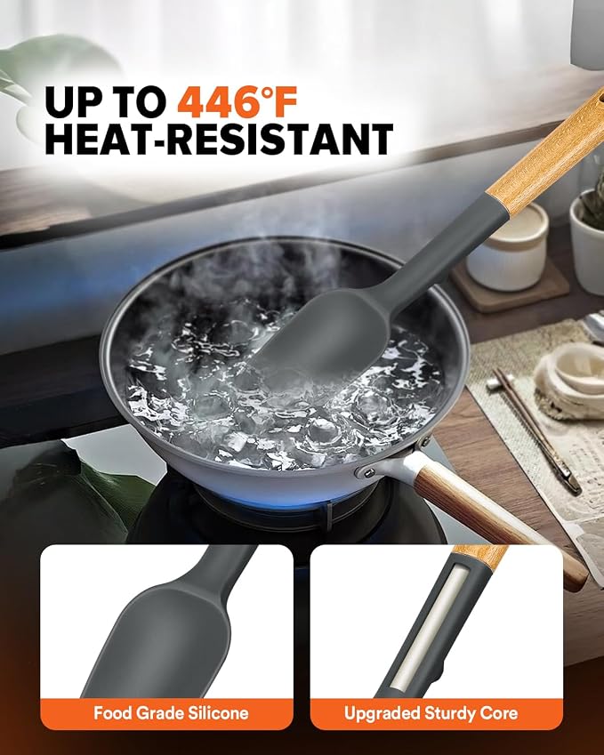 Silicone Spatula Spoon Set, and Spreading, Sturdy BPA-Free Matte Silicone - Image 5