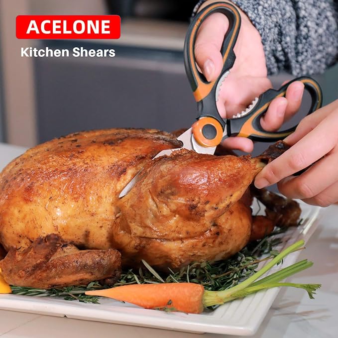 Acelone Kitchen Shears, Premium Heavy Duty Shears Ultra Sharp Stainless Steel - Image 7