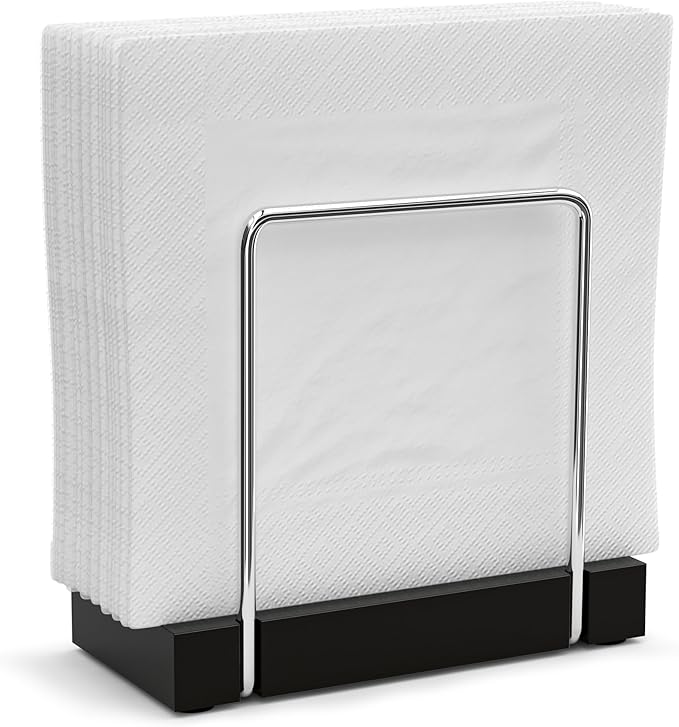 Napkin Holder for Table, Bamboo Iron Standing Napkin Dispenser for Kitchen by Wican