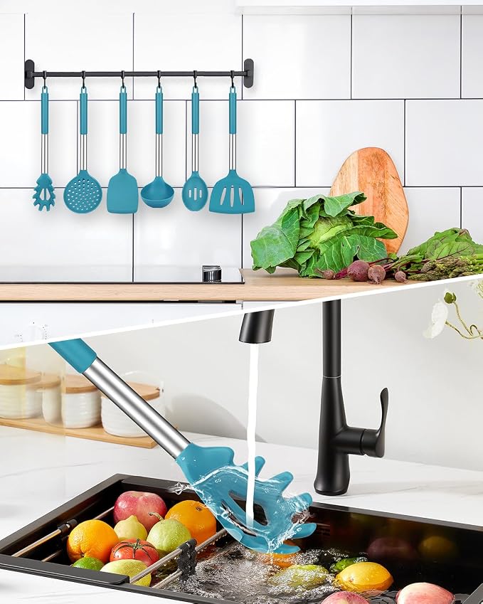 Silicone Cooking Utensil Set, BPA Free Heat Resistant Kitchen Tools - Image 5
