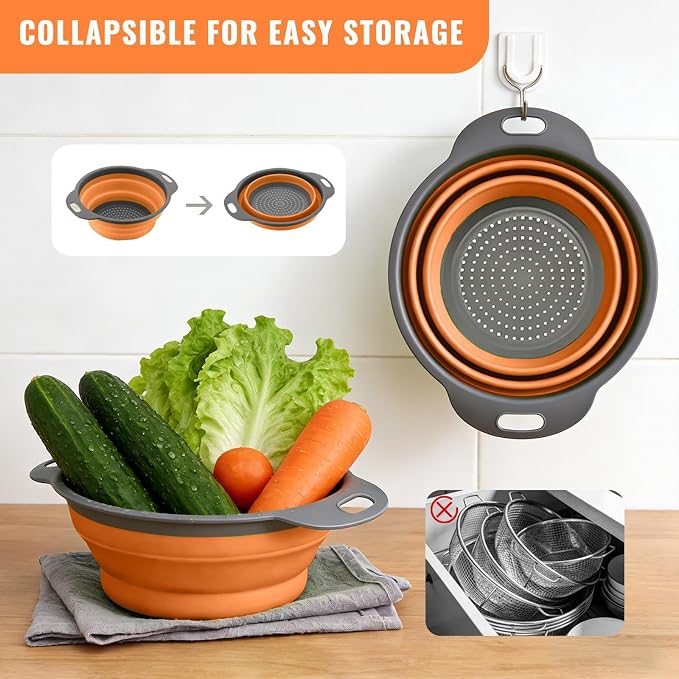 2 Pack Collapsible Silicone Colander - Image 3