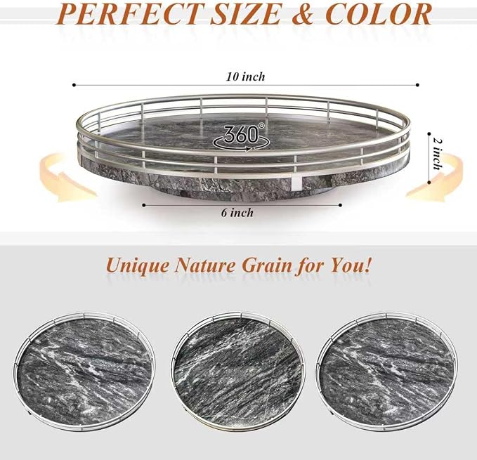 Gray Marble Lazy Susan Turntable - Image 6