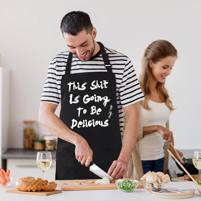 BBQ Funny Apron for Men, Chef Bib Apron - Image 6