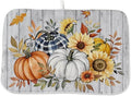 Fall Dish Drying Mat 18 x 24 Inch Thanksgiving Sunflower Pumpkin Drying Mat by Sorktse