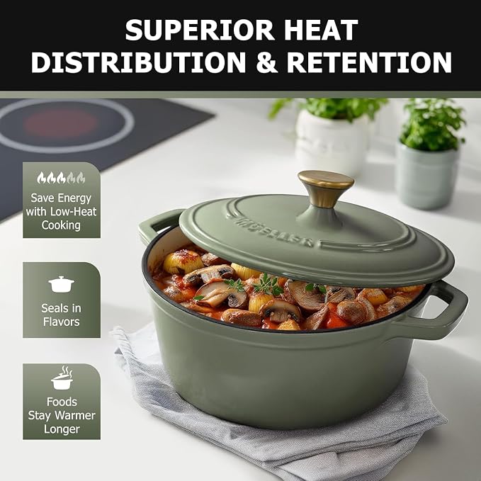 MUELLER HOME 4.5 Quart Enameled Cast Iron Dutch Oven - Image 2