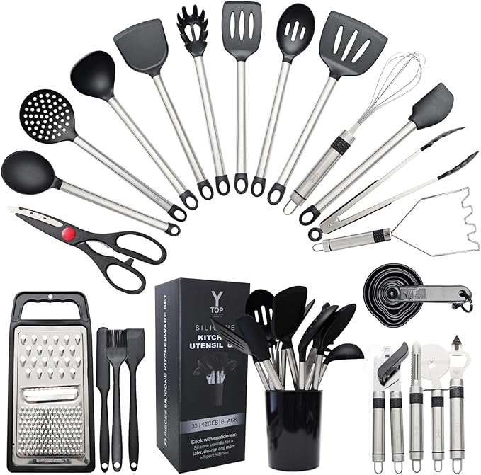 Silicone Kitchen Utensils Set 33 PCS Heat Resistant Food Grade Silicone by Unknown