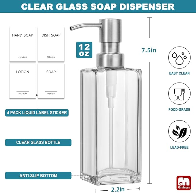 GMISUN Glass Soap Dispenser - Image 2