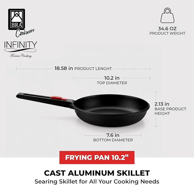 BRA COOKWARE Infinity Nonstick Frying Pan | 10.2-Inch Cast Aluminum Skillet | - Image 3