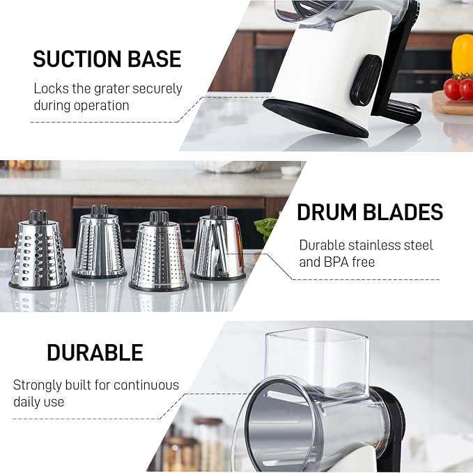 VEKAYA Rotary Cheese Grater Hand Crank - Image 8