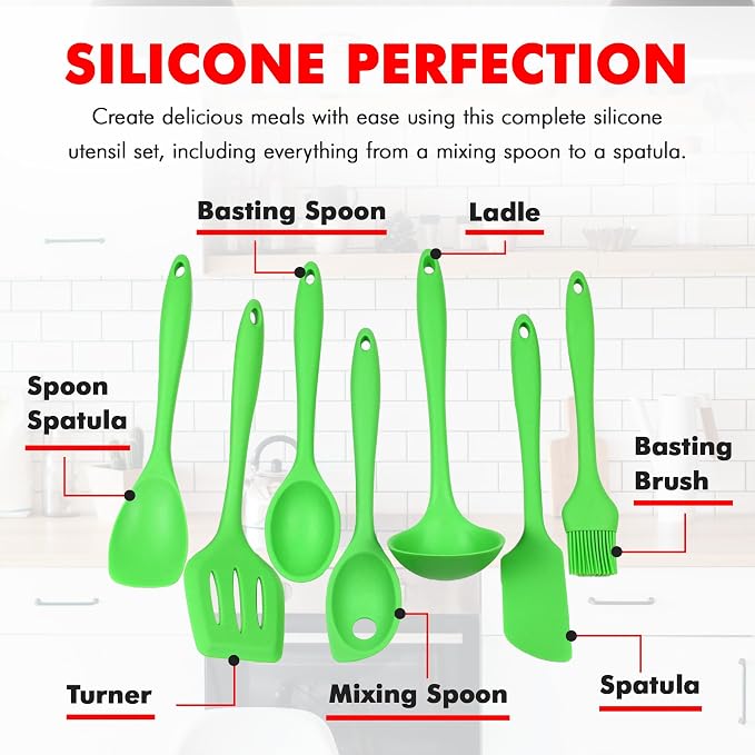 Chef Craft Premium Silicone Kitchen Tool and Utensil Set, 7 Piece - Image 4