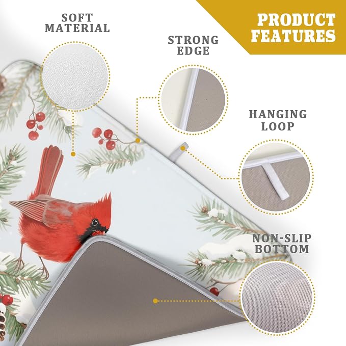 Winter Cardinal Bird Dish Drying Mat - Image 4
