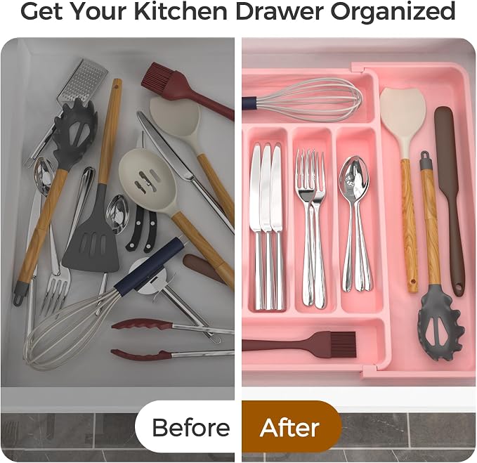 ukeetap Extra Large Expandable Silverware Organizer, BPA-Free Food-Safe Cutlery - Image 6