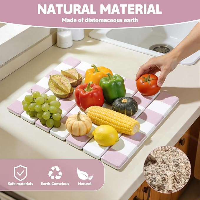 Yamaziot Stone Drying Mat for Kitchen Counter, Quick-Dry Diatomaceous Earth Mat - Image 5