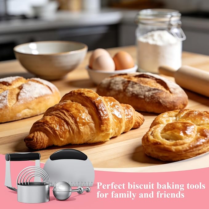 Biscuit Cutter Set, Stainless Steel Flour Sifter, Pastry Cutter, Pastry Scraper - Image 7