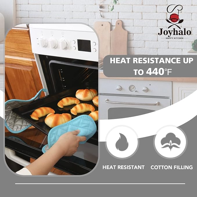 Joyhalo 4 Pack Pot Holders for Kitchen, Cotton Oven Holder - Image 4
