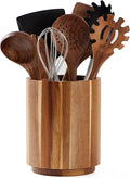 Acacia Wood Utensil Holder for Kitchen Counter, 360° Rotating 7.2" Wooden by LOHONER